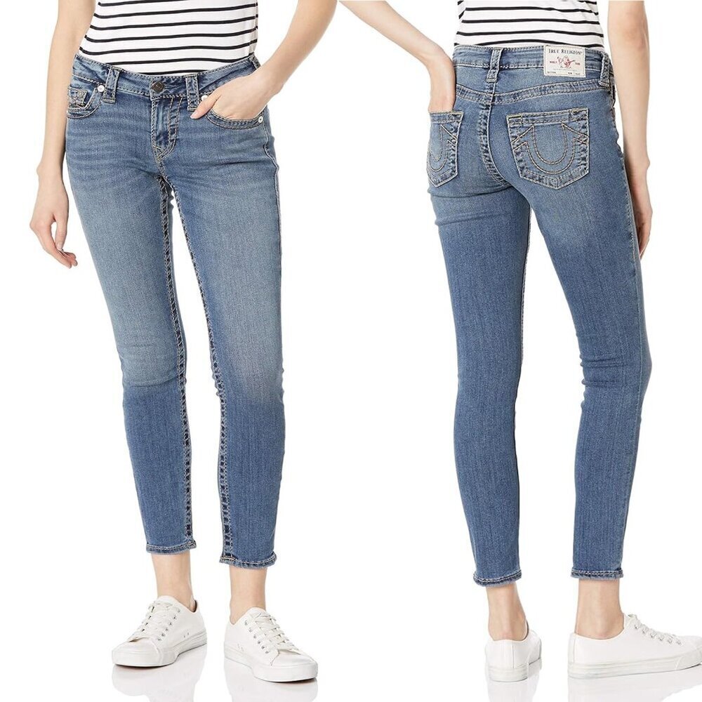 NWT New $199 True Religion JENNIE MID RISE BIG T CURVY SKINNY JEANS Size 27